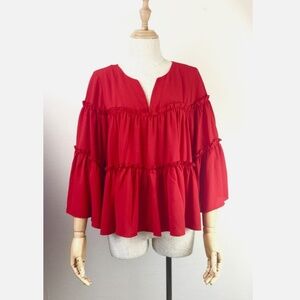 CLOSING SALE - NEIMAN MARCUS NWT $165 MILANO RUFFLE BLOUSE  L